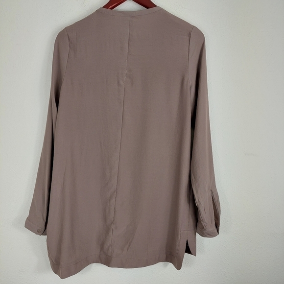Valette Brown Silky Light Weight Layering Jacket or Tunic Zip Front Pockets EUC. - Picture 9 of 9